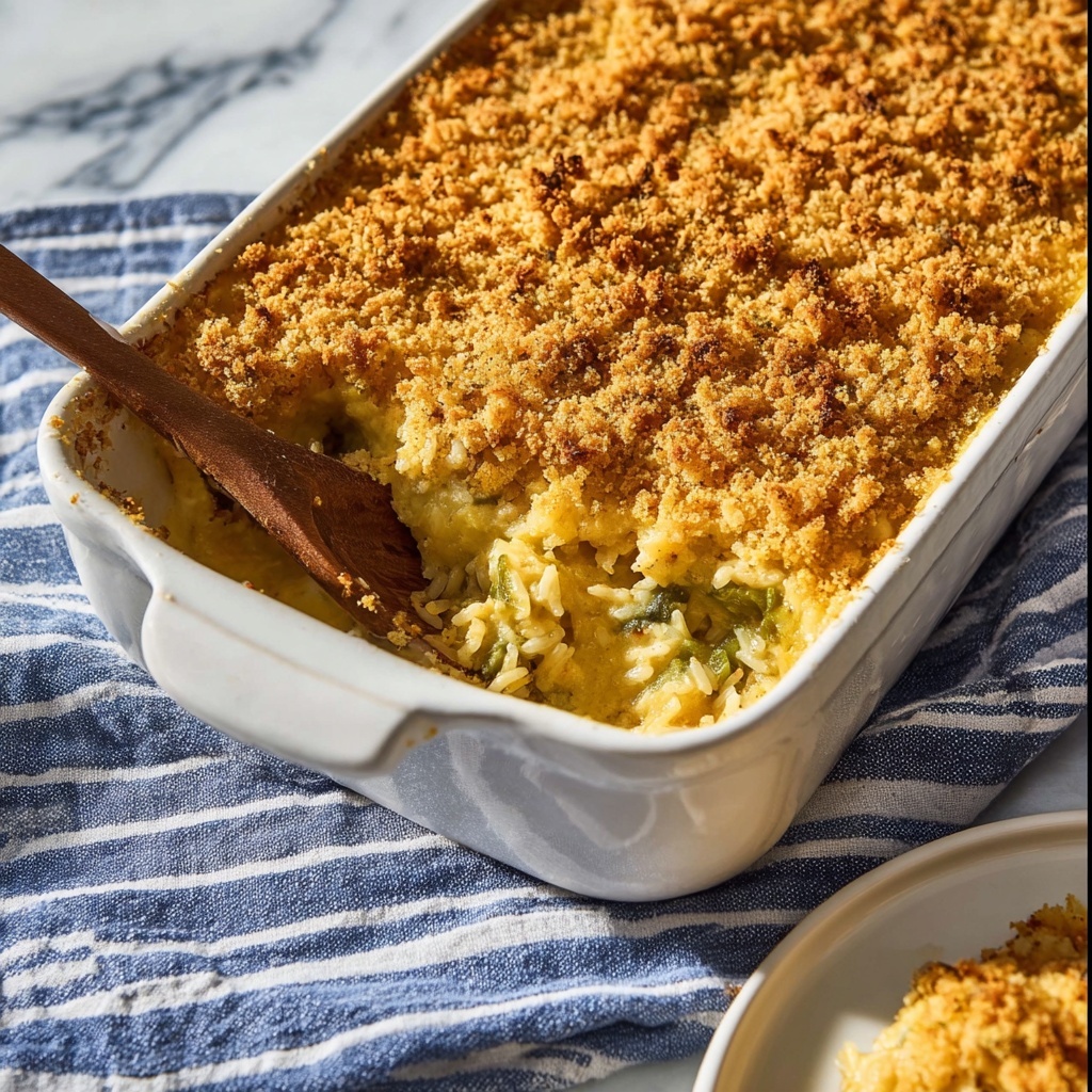 Chicken and Rice Casserole with Broccoli and Cheesy Topping Recipe - Recipe Image