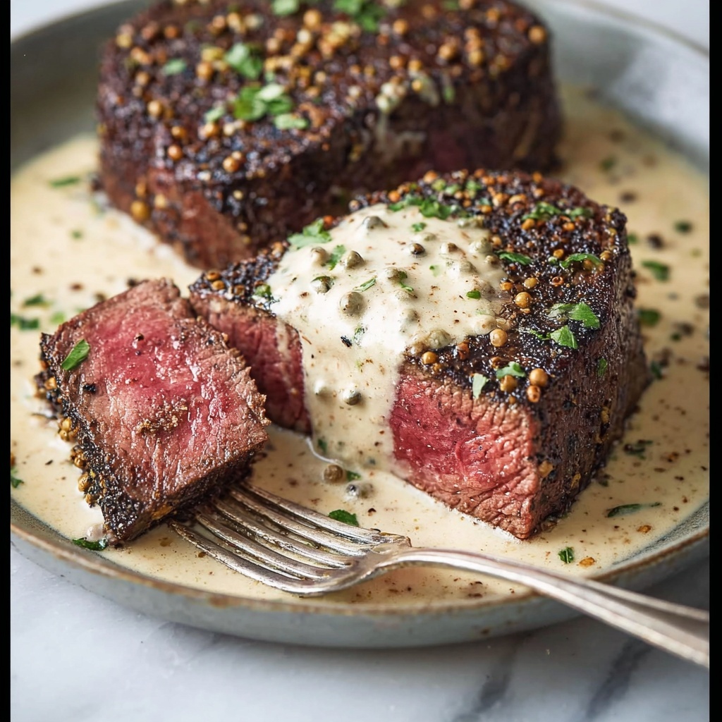Peppercorn Steak with Brandy Cream Sauce Recipe - Recipe Image