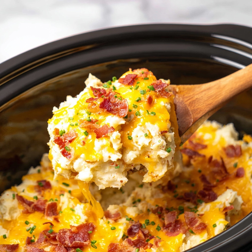Crockpot Potato Casserole with Bacon and Cheddar Recipe - Recipe Image