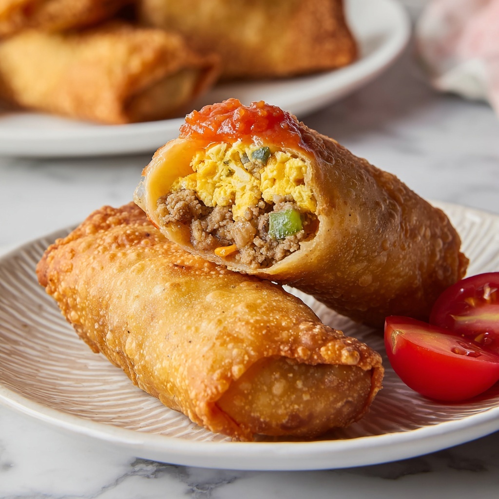 Breakfast Egg Rolls with Sausage, Cheddar, and Gouda Recipe - Recipe Image