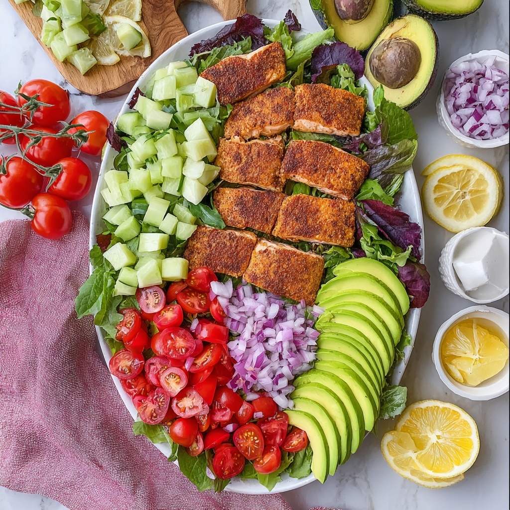 Lemon Herb Salmon Salad with Fresh Vegetables Recipe - Recipe Image