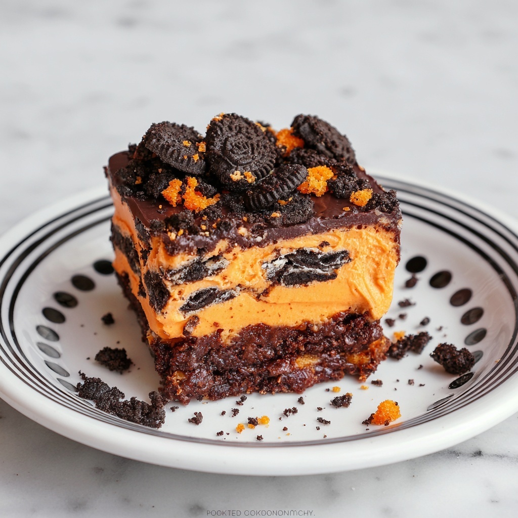 Oreo Layered Halloween Brownies Recipe - Recipe Image