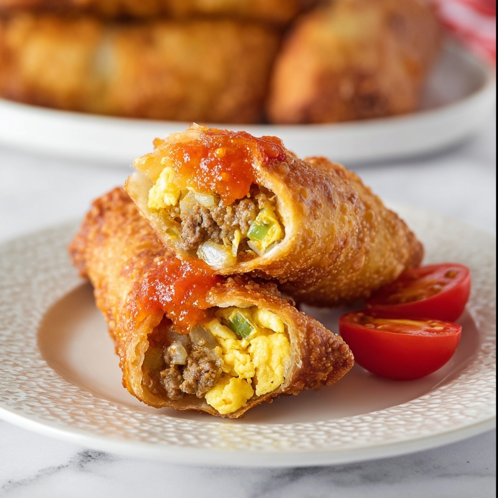 Breakfast Egg Rolls with Sausage, Cheddar, and Gouda Recipe - Recipe Image