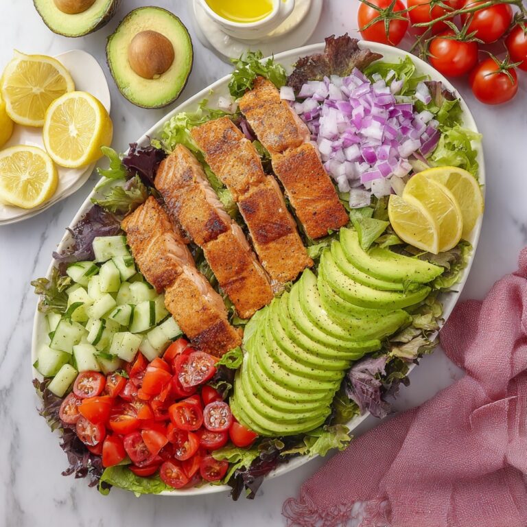 Lemon Herb Salmon Salad with Fresh Vegetables Recipe