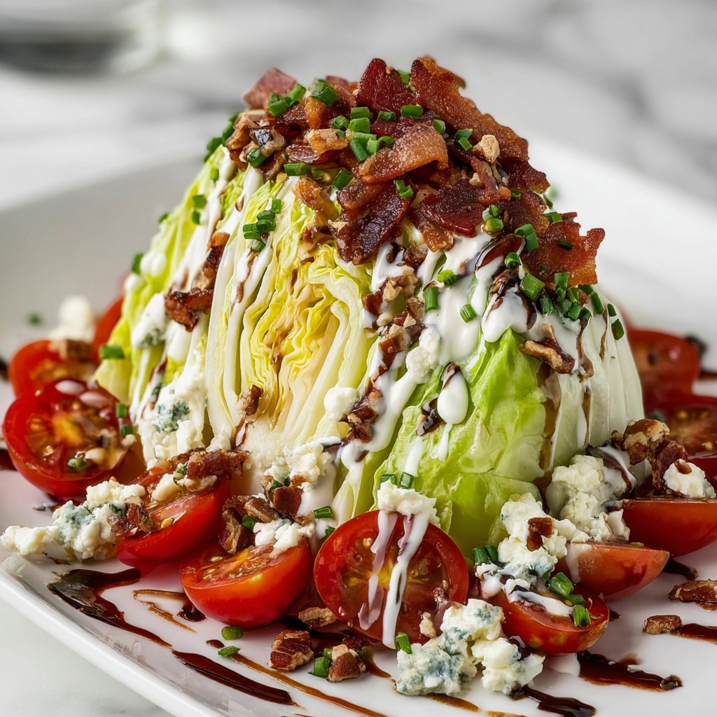 Blue Cheese Wedge Salad with Bacon, Tomatoes, and Balsamic Glaze Recipe - Recipe Image