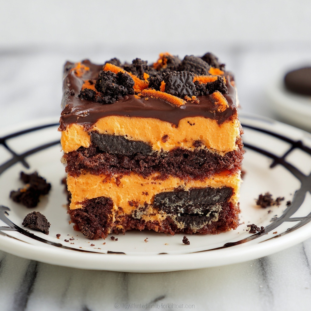 Oreo Layered Halloween Brownies Recipe - Recipe Image