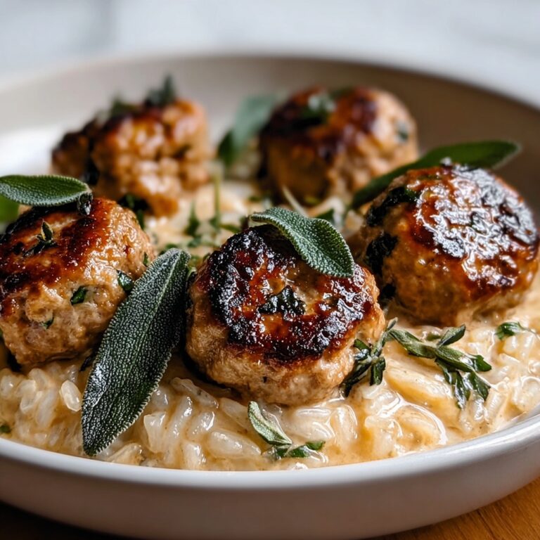 Sage Chicken Meatballs with Creamy Parmesan Orzo Recipe