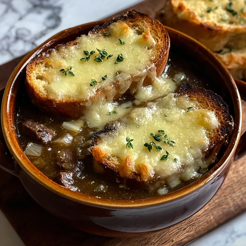 Hearty French Onion Short Rib Soup with Cheesy Gruyère Toast Recipe - Recipe Image