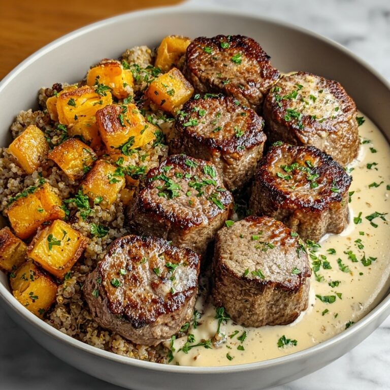 Savory Butternut Squash & Garlic Herb Steak Bowls Recipe