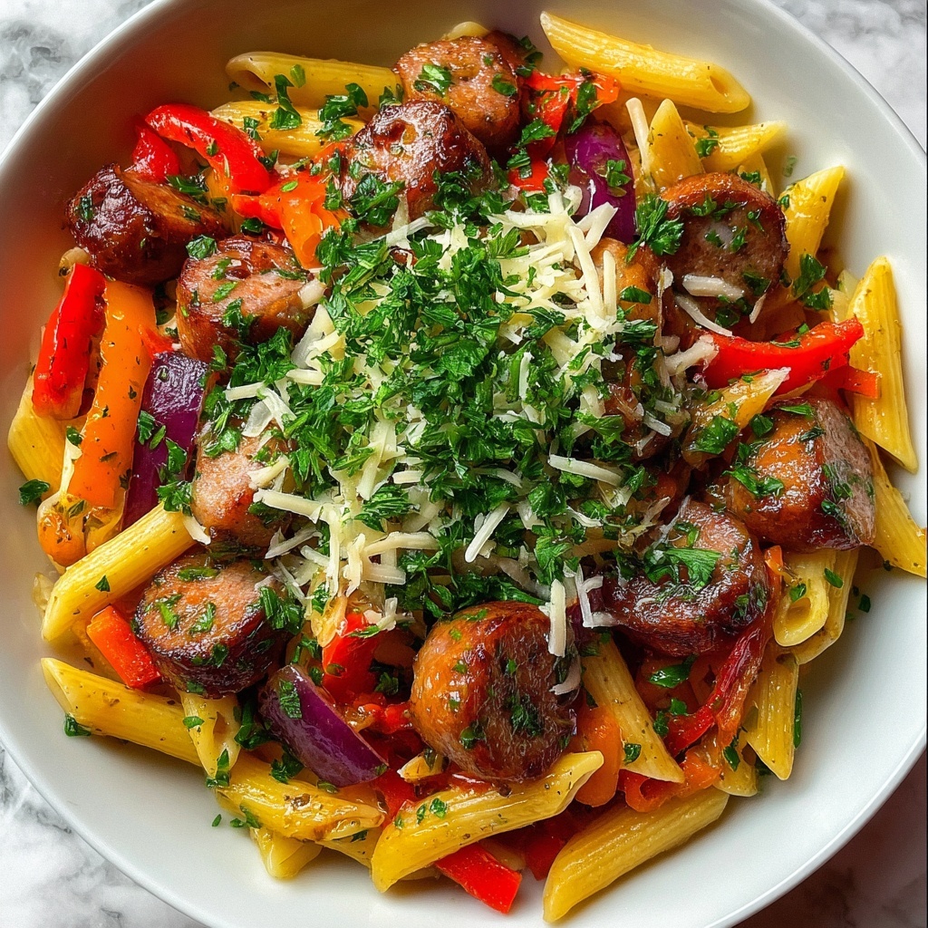 One-Pot Bold Honey BBQ Sausage Pasta Recipe - Recipe Image
