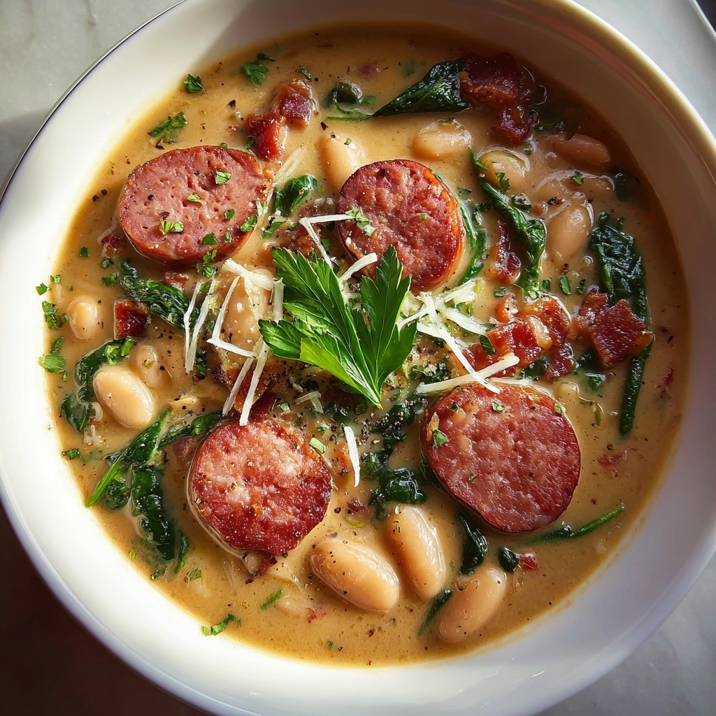 Creamy White Bean and Kielbasa Soup Recipe - Recipe Image