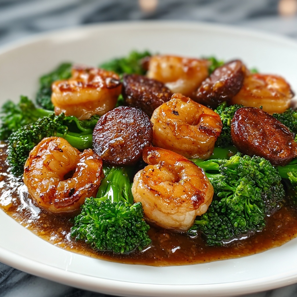 Honey Garlic Shrimp, Sausage, and Broccoli Stir-Fry Recipe - Recipe Image