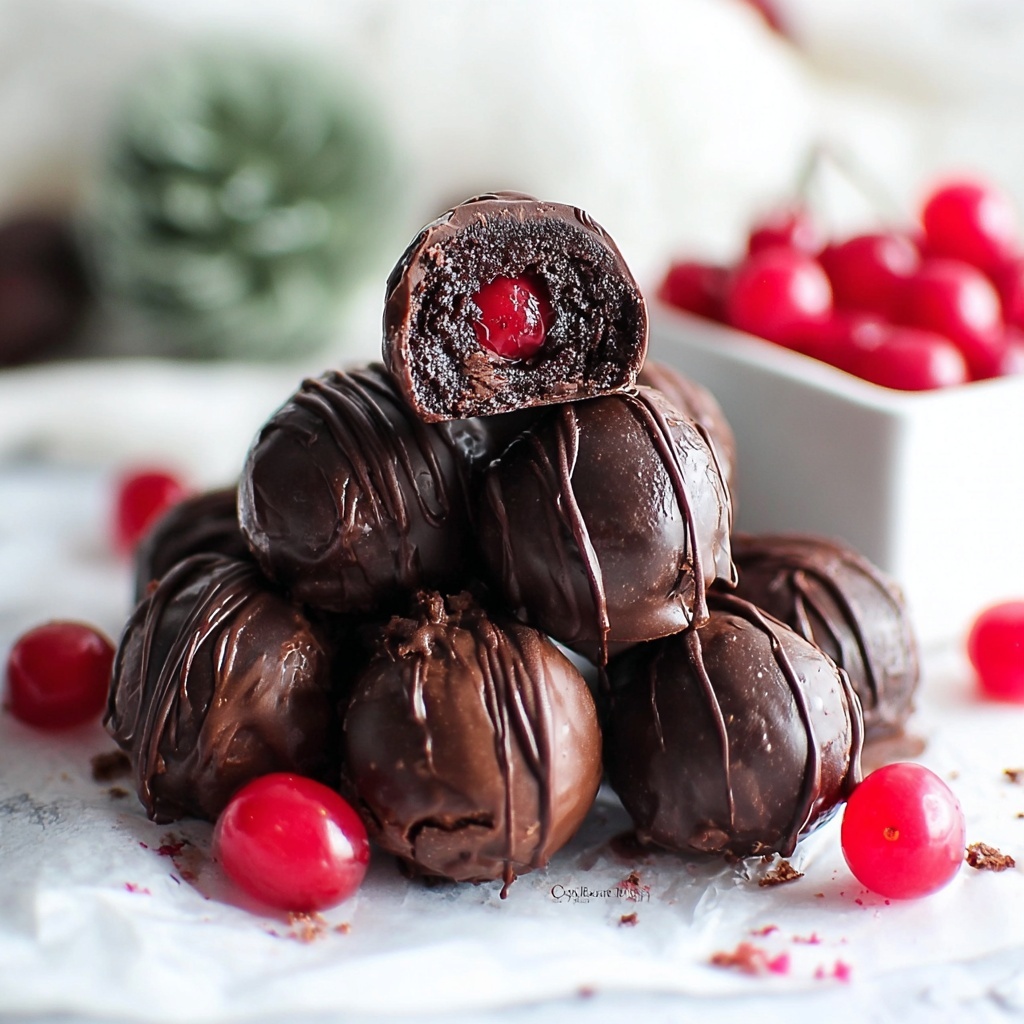 Chocolate Covered Cherry Brownie Truffles Recipe - Recipe Image