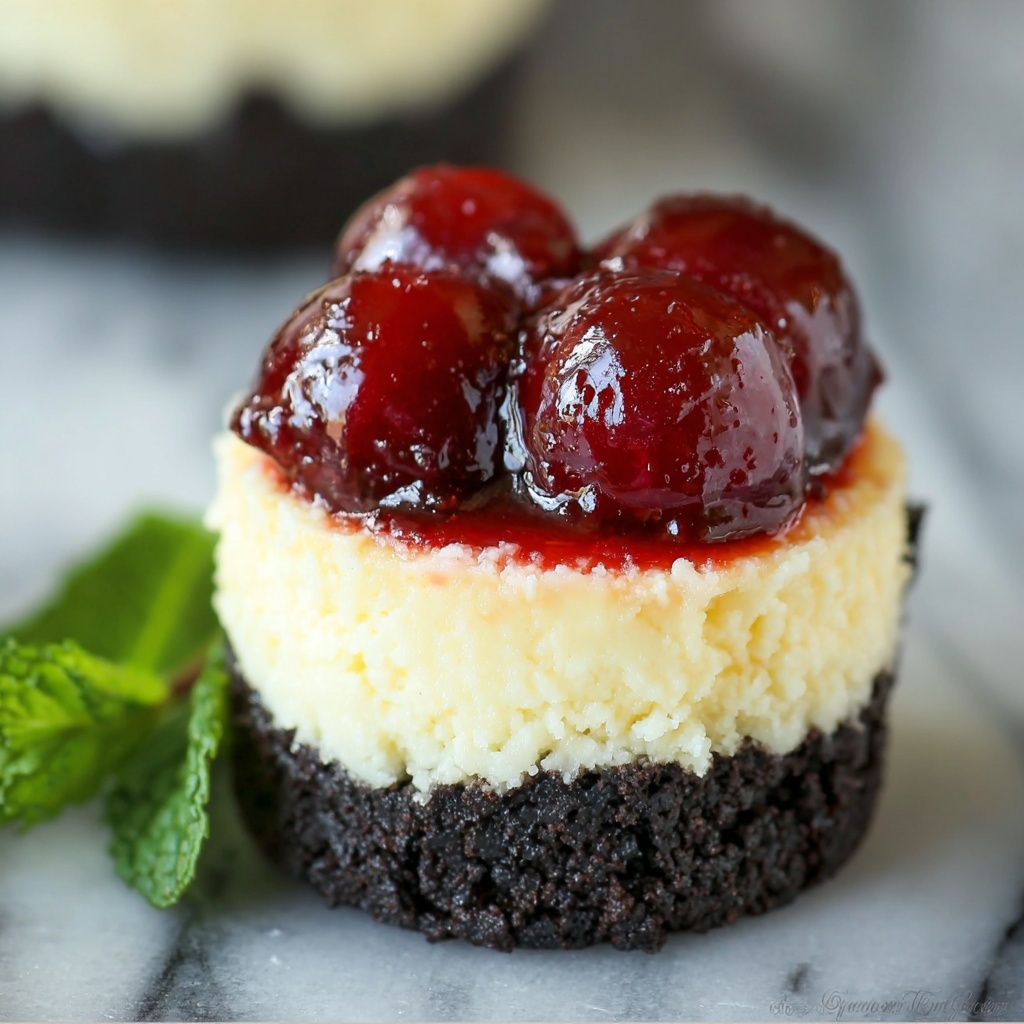 Mini Cherry Cheesecakes with Oreo Crust Recipe - Recipe Image