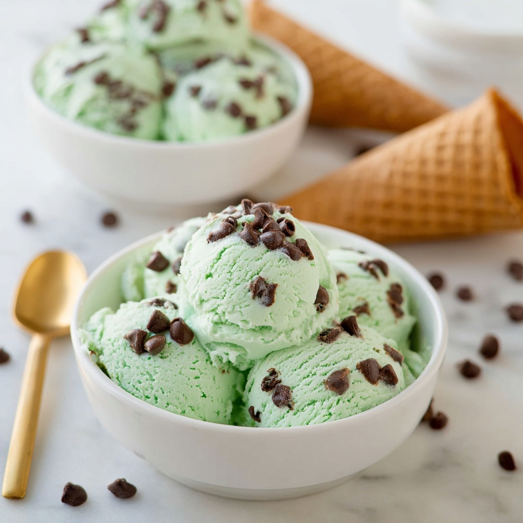Mint Chocolate Chip Ice Cream - No Churn Recipe - Recipe Image