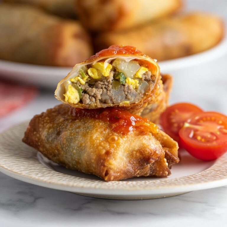 Breakfast Egg Rolls with Sausage, Cheddar, and Gouda Recipe