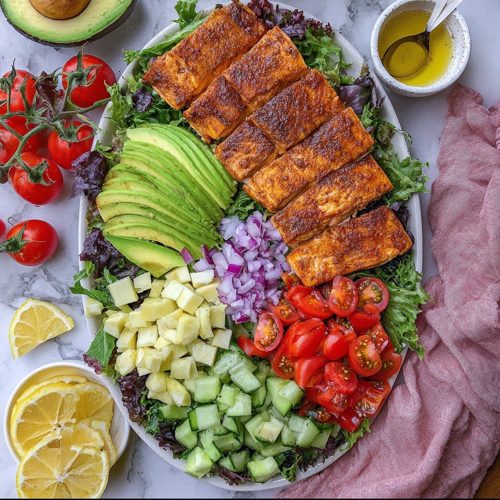 Lemon Herb Salmon Salad with Fresh Vegetables Recipe - Recipe Image