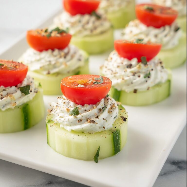 Cucumber Bites with Cream Cheese, Dill, and Cherry Tomato Toppers Recipe