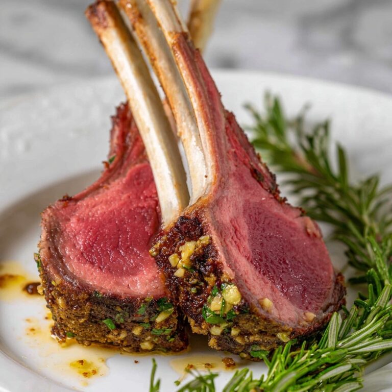 Herb-Crusted Rack of Lamb with Lemon and Garlic Recipe