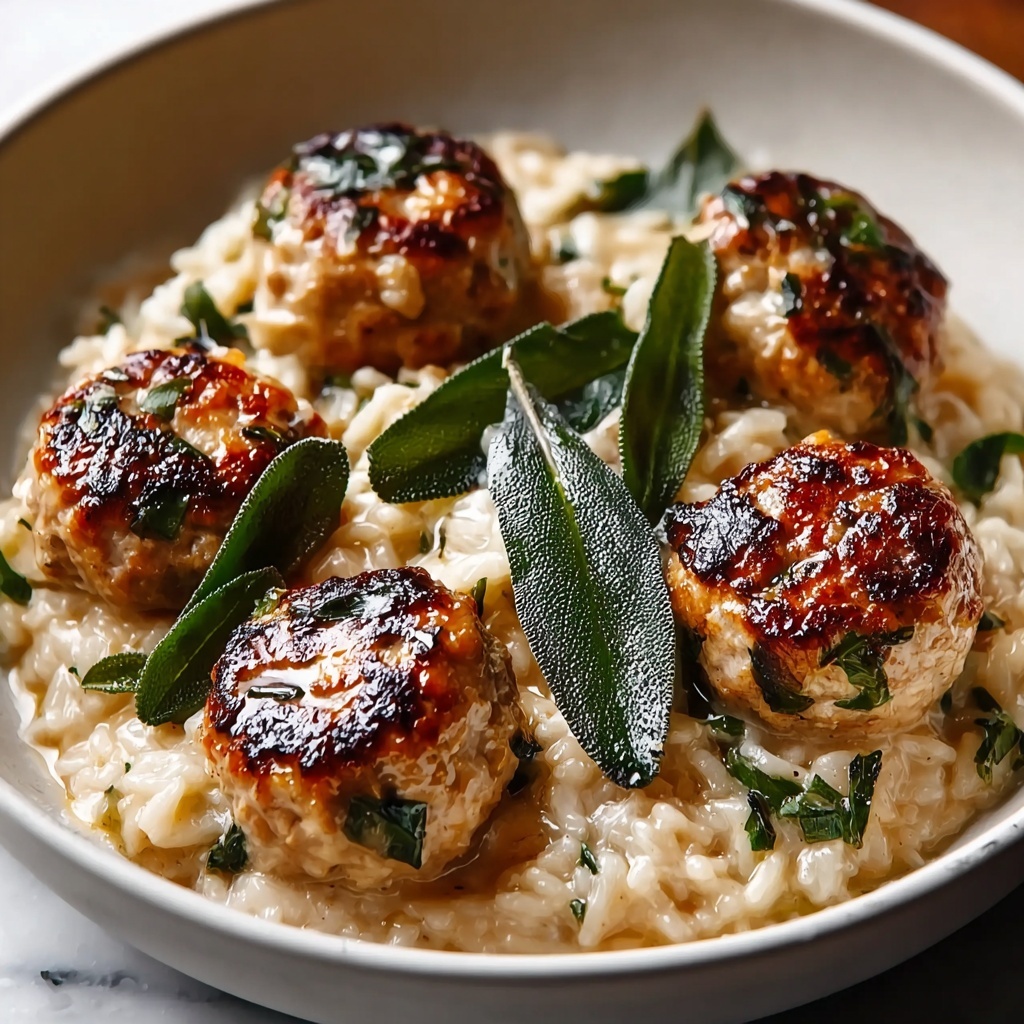 Sage Chicken Meatballs with Creamy Parmesan Orzo Recipe - Recipe Image