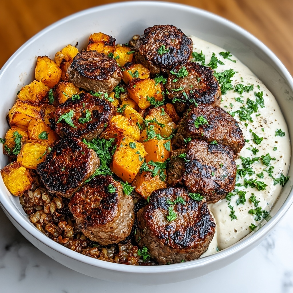 Savory Butternut Squash & Garlic Herb Steak Bowls Recipe - Recipe Image