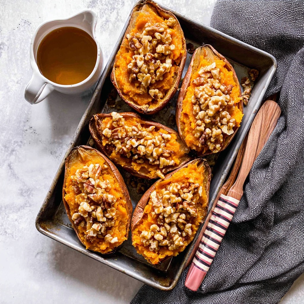 Maple Walnut Twice Baked Sweet Potato Skins Recipe - Recipe Image