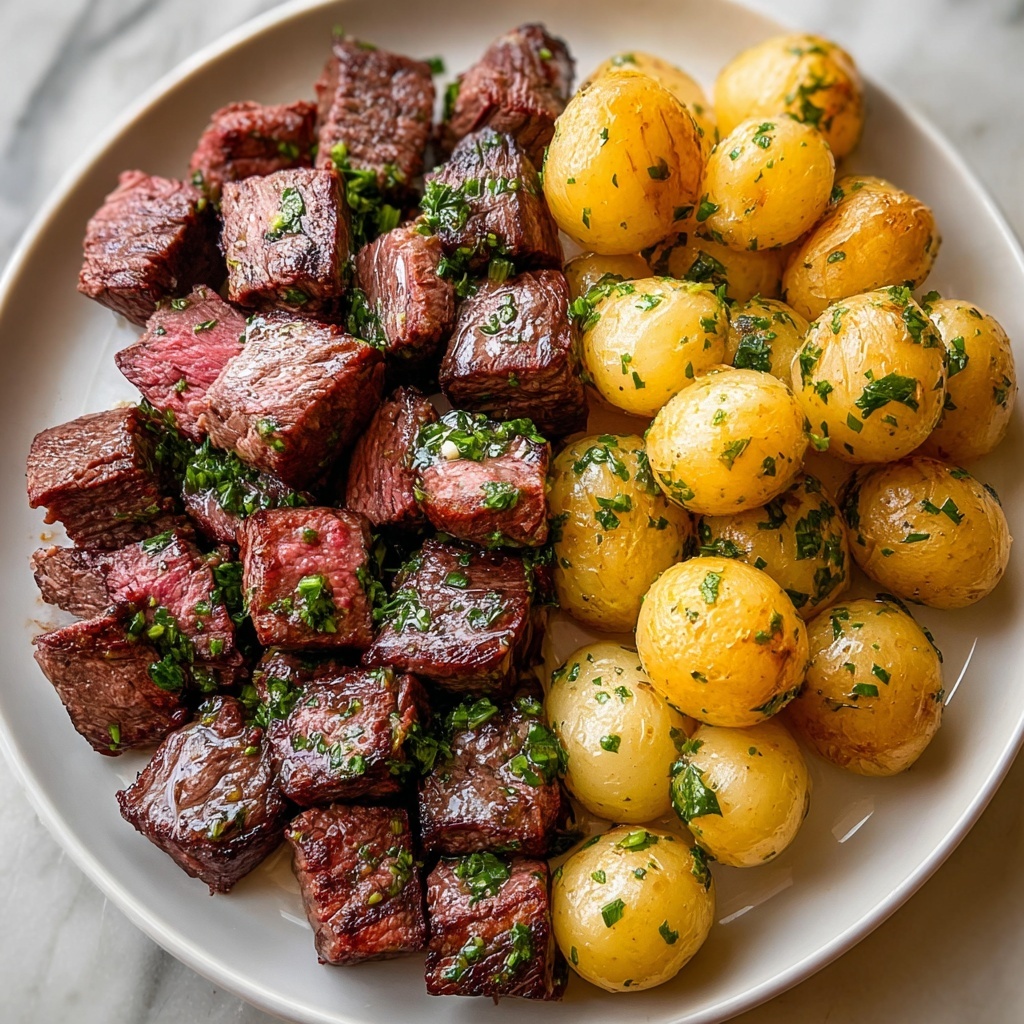 Garlic Steak Bites and Potatoes Recipe - Recipe Image