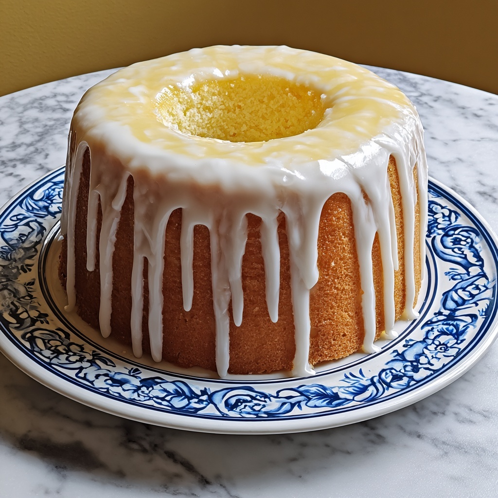 Vanilla Buttermilk Pound Cake with Cream Cheese Glaze Recipe - Recipe Image