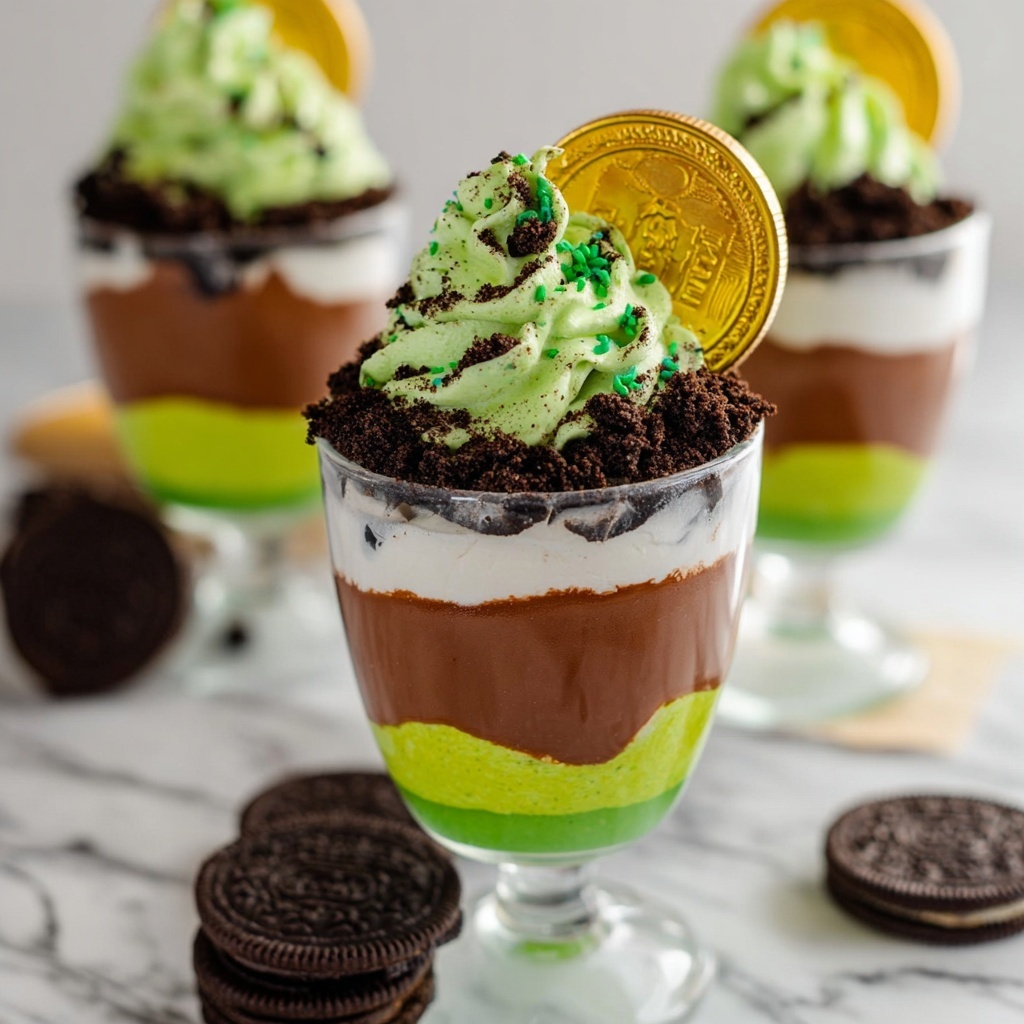 St. Patrick's Day Chocolate and Vanilla Pudding Parfaits Recipe - Recipe Image