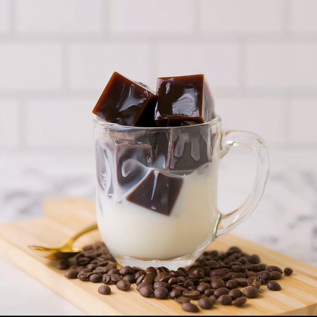Coffee Jelly with White Chocolate Syrup Recipe - Recipe Image