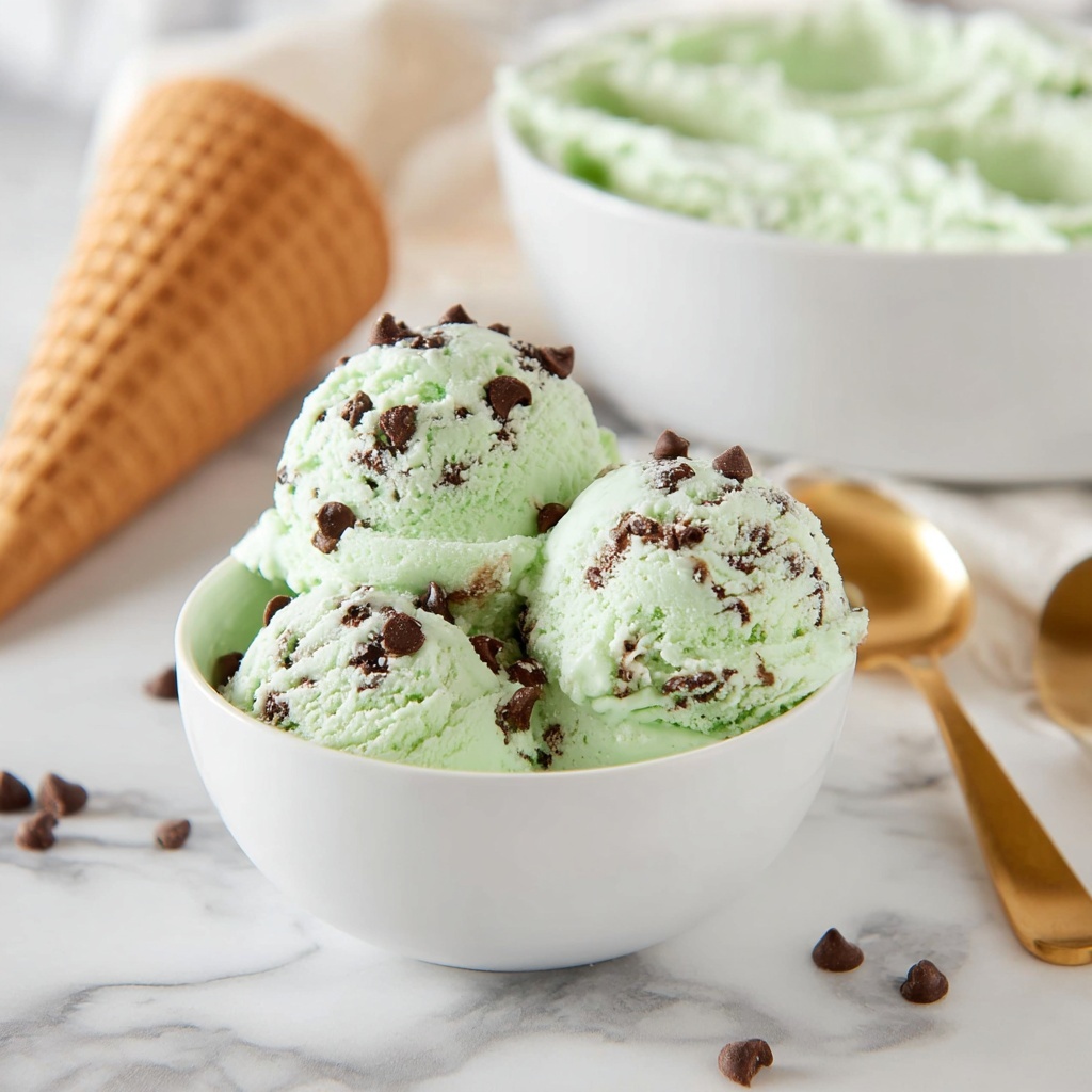 Mint Chocolate Chip Ice Cream - No Churn Recipe - Recipe Image