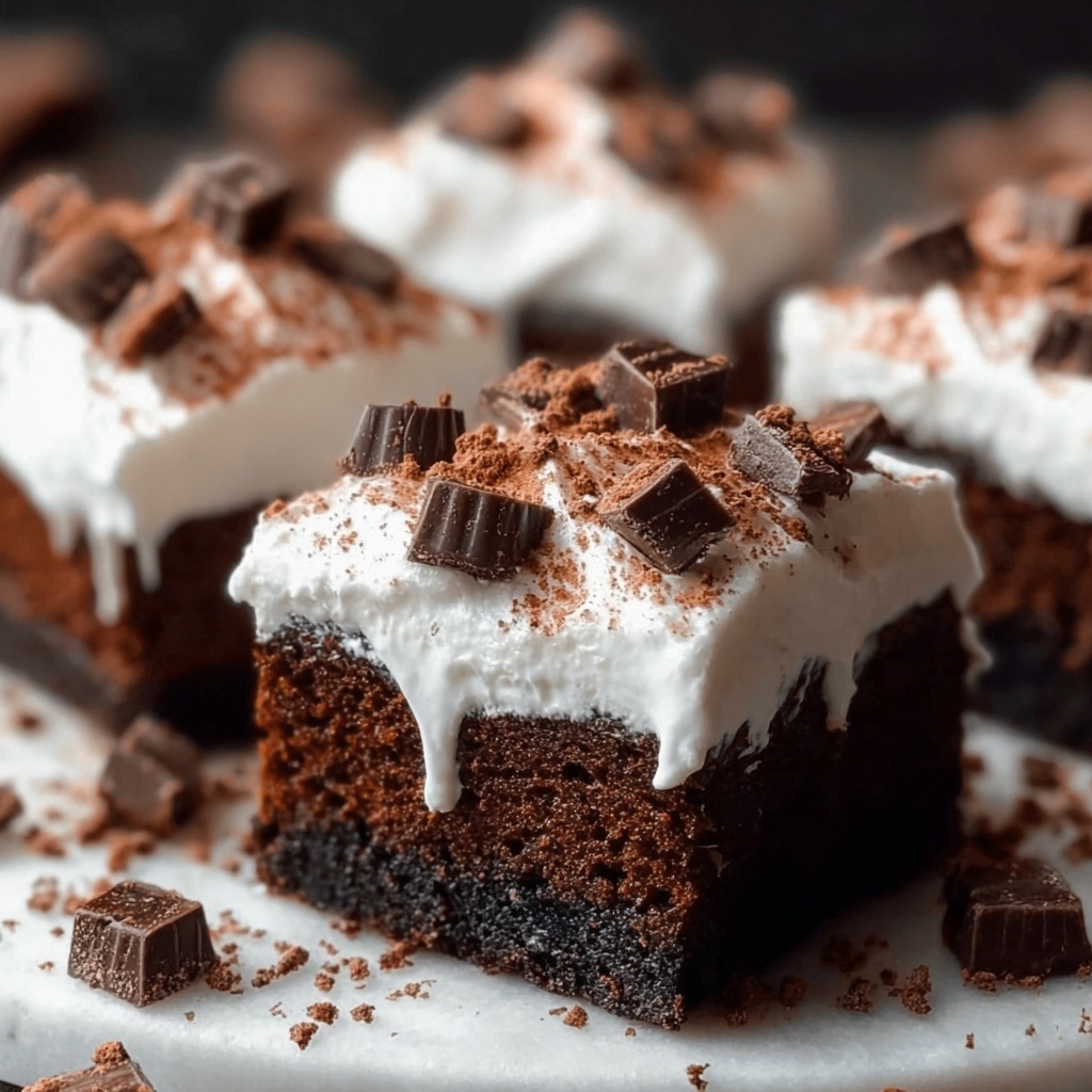 Decadent Hot Chocolate Brownies with Dreamy Marshmallow Frosting Recipe - Recipe Image