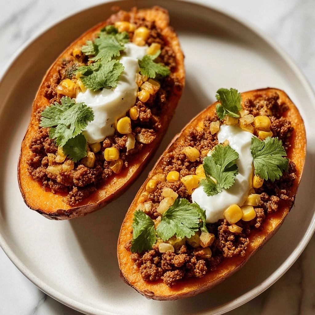 Easy Ground Turkey Stuffed Sweet Potatoes Recipe - Recipe Image