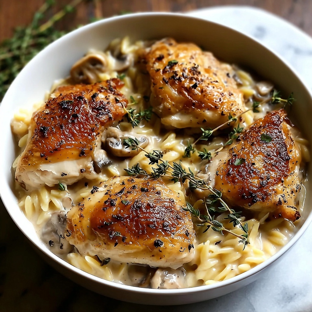 Creamy Crockpot Chicken with Gruyère and Orzo Recipe - Recipe Image