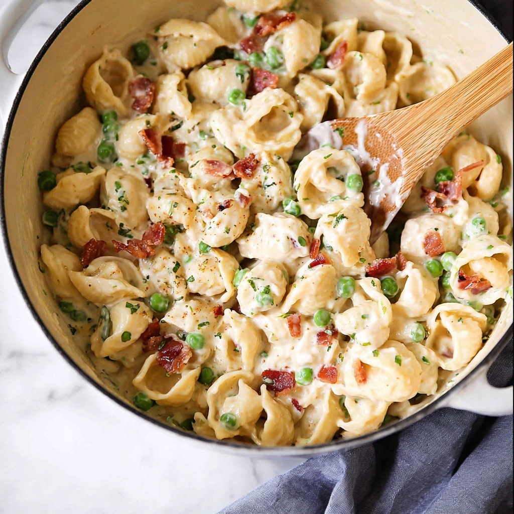 One Pot Pea and Bacon Pasta Recipe - Recipe Image