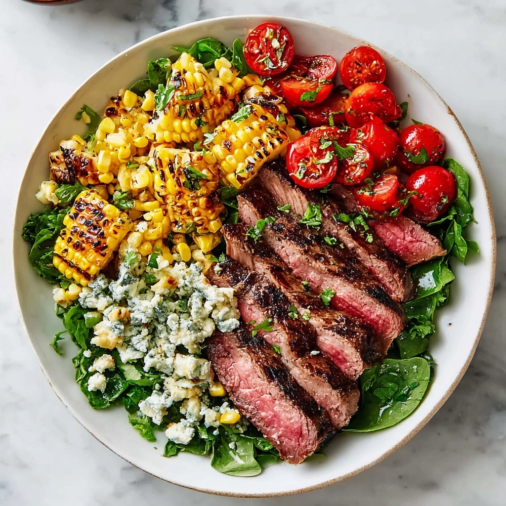 Balsamic Steak Gorgonzola Salad with Grilled Corn Recipe - Recipe Image