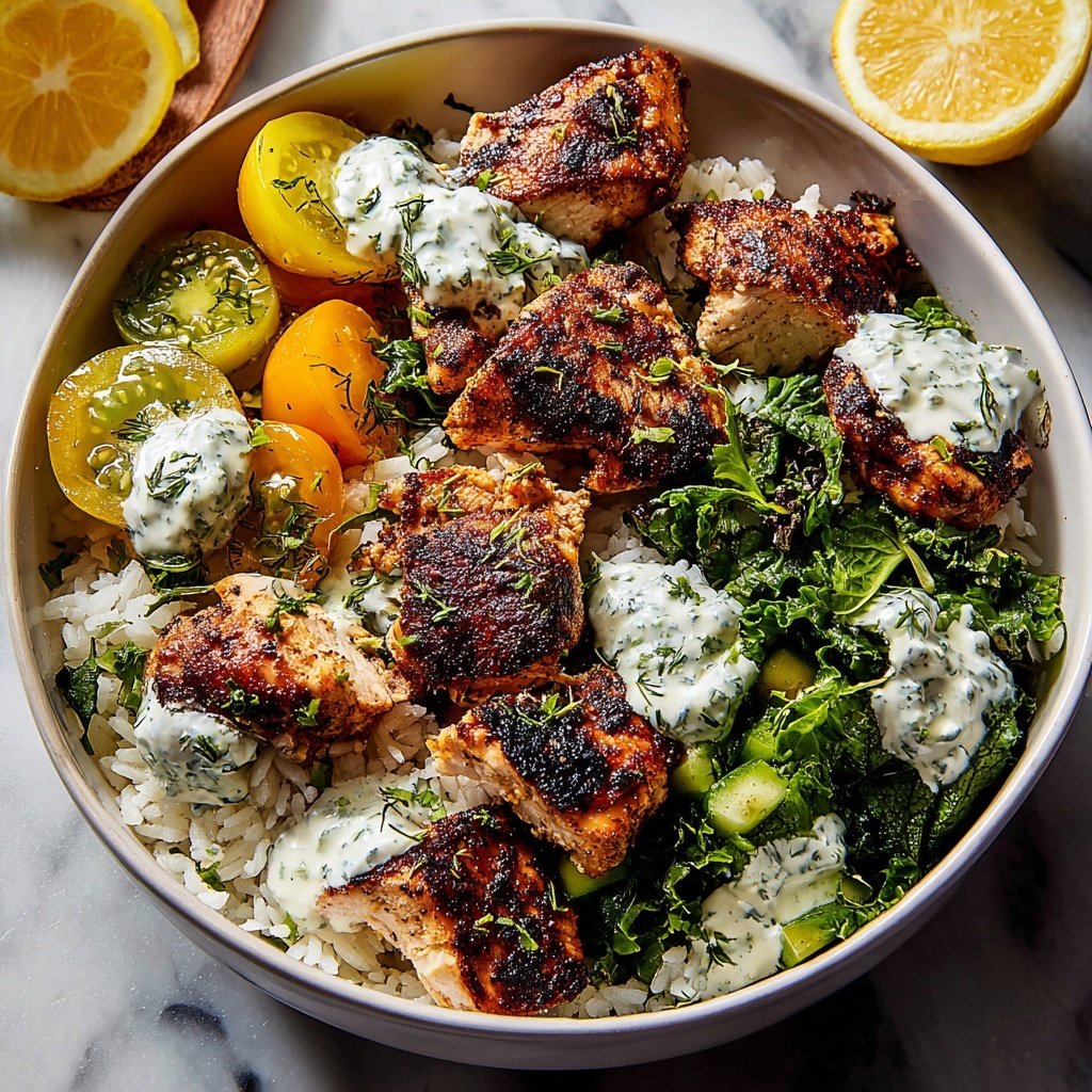 Greek Chicken Bowls with Tahini Feta Sauce Recipe - Recipe Image