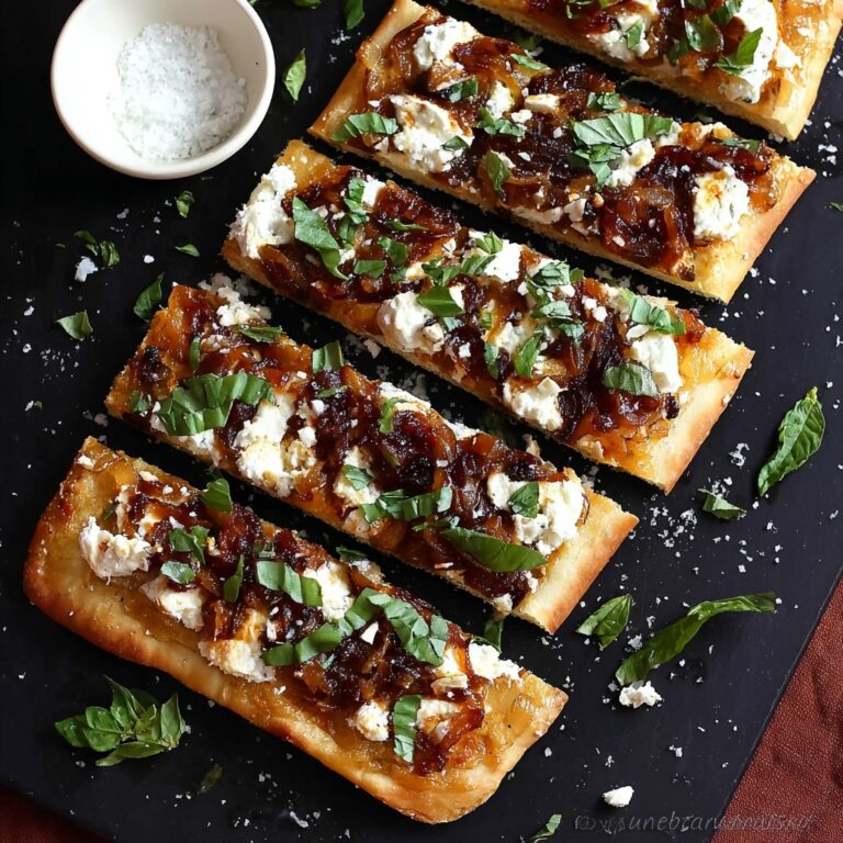 Goat Cheese Pizza with Caramelized Onions, Fig Jam & Basil Recipe