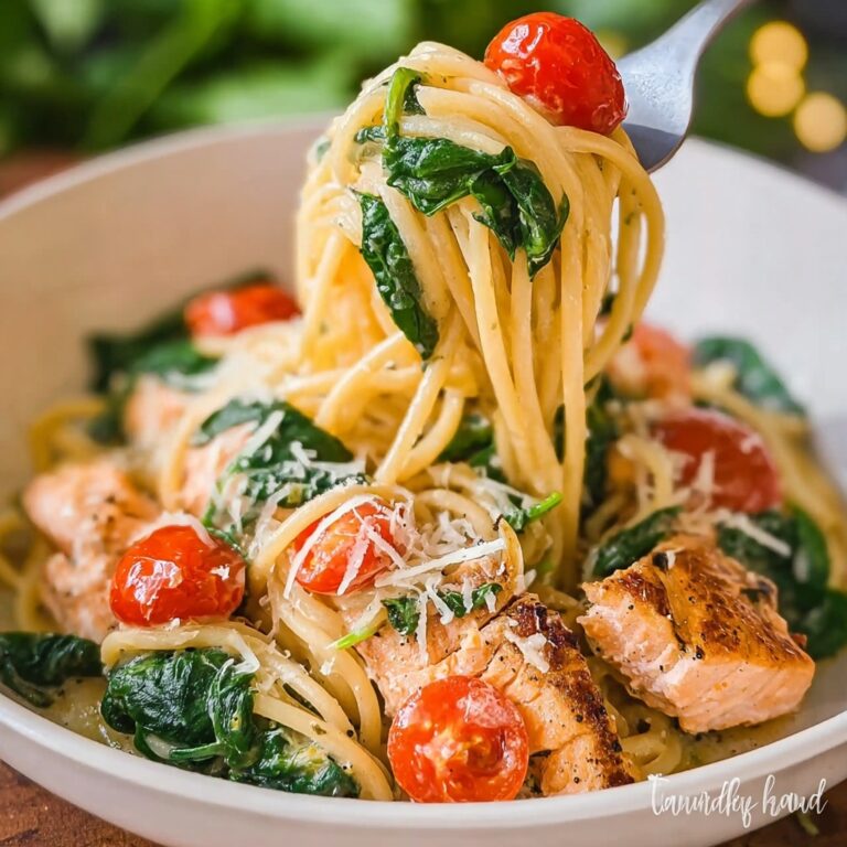 Healthy & Creamy Tuscan Salmon Pasta Recipe