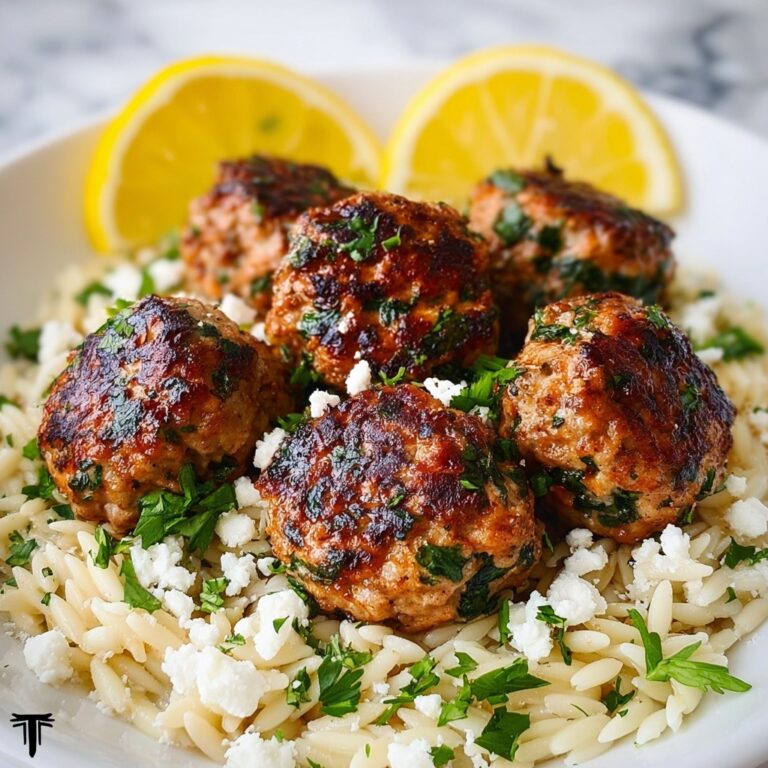 Greek Chicken Meatballs with Lemon Orzo Recipe