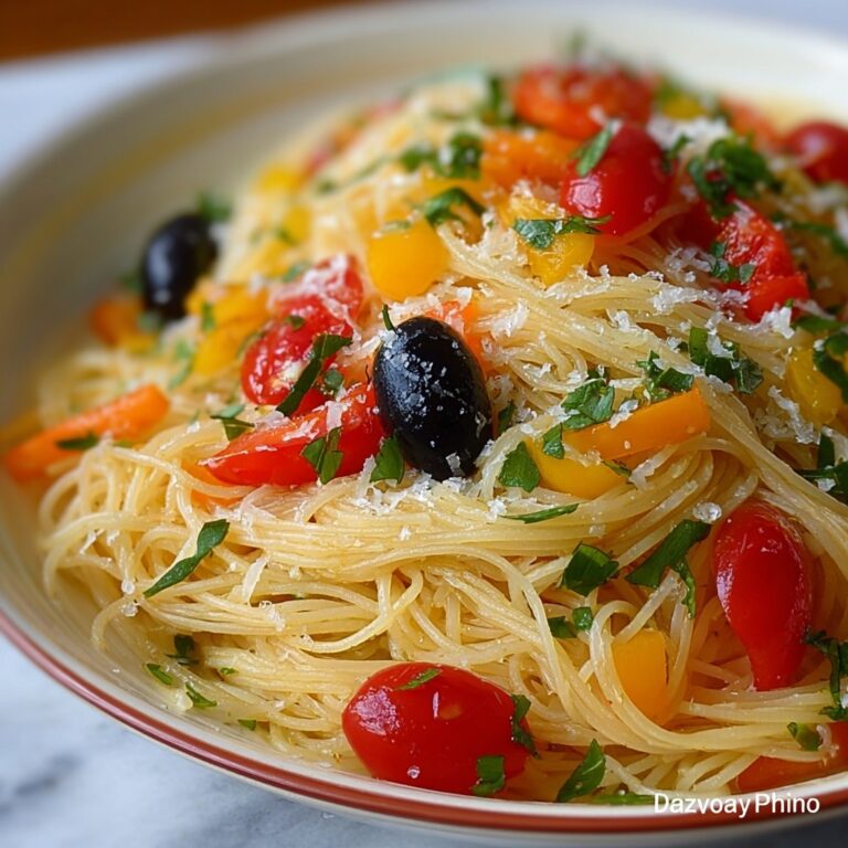 Angel Hair Pasta Salad with Cherry Tomatoes and Bell Peppers Recipe