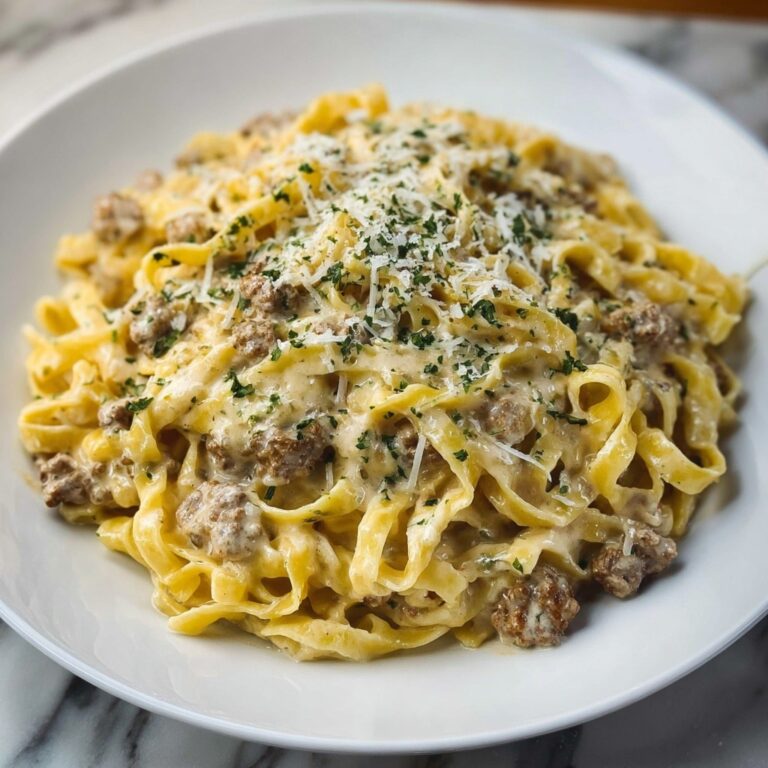Creamy Parmesan Beef Fettuccine with Garlic Butter Sauce Recipe