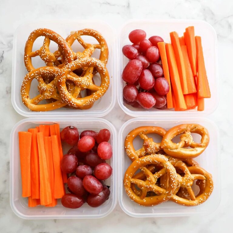 Soft Pretzel Lunchbox Idea with Grapes and Carrot Sticks Recipe