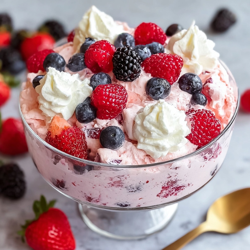 Berry Cheesecake Fluff Salad Recipe - Recipe Image