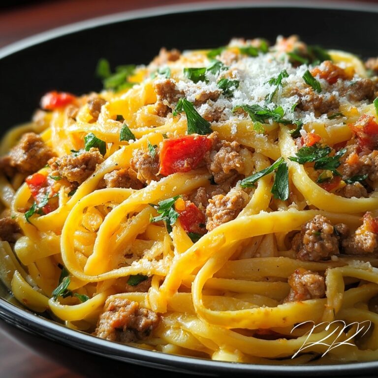 Creamy Pepper Ground Beef Fettuccine Recipe
